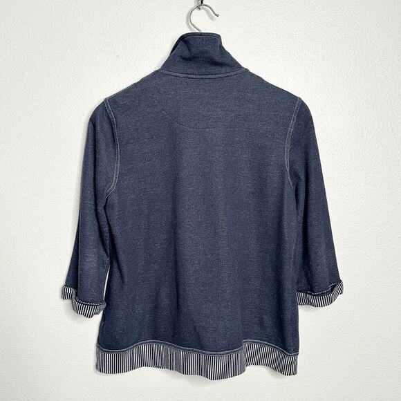 Vintage Breckenridge Nautical Knit Zip Front 3/4 Sleeve Jacket women Size Medium - Picture 9 of 11